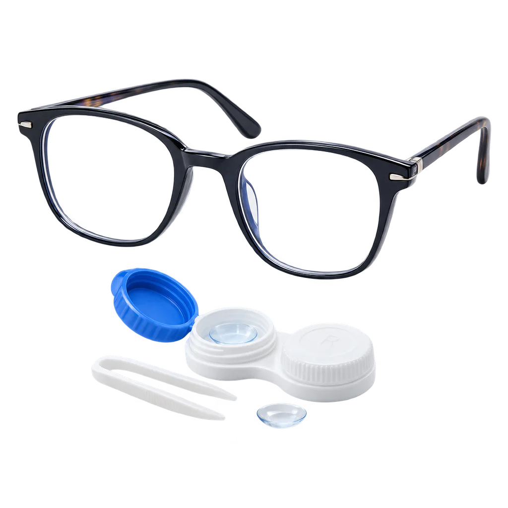 Image of glasses and contact lenses