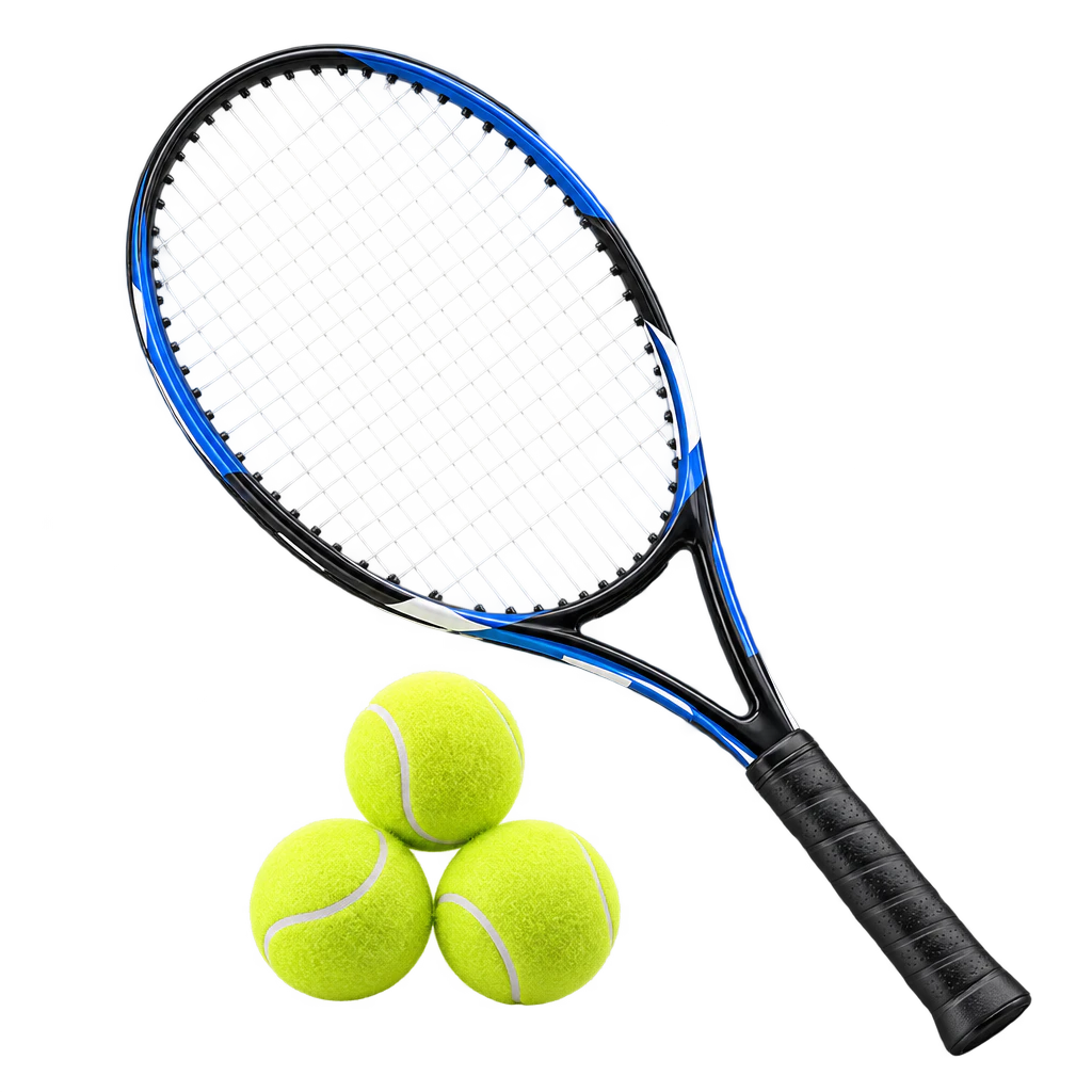 Tennis racket and balls